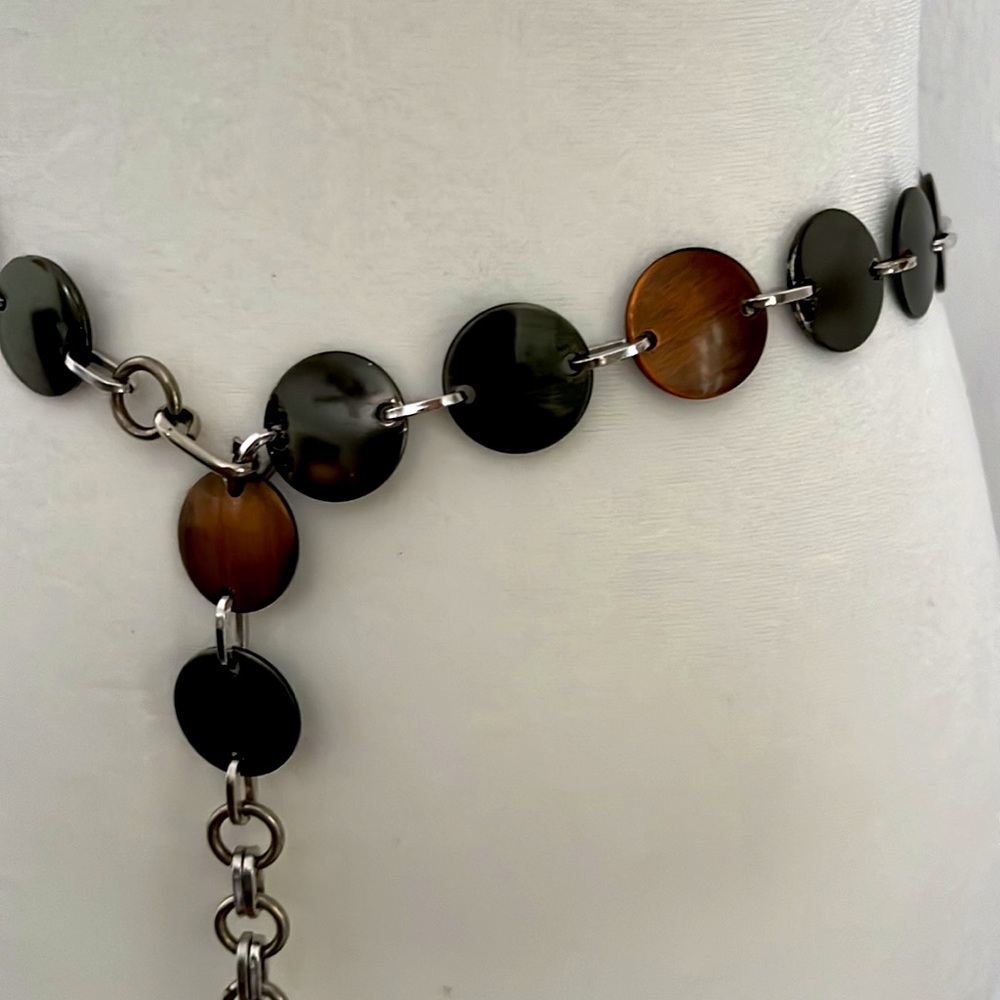 MM chain belt, antiqued gold and copper toned medallions with silver accents
